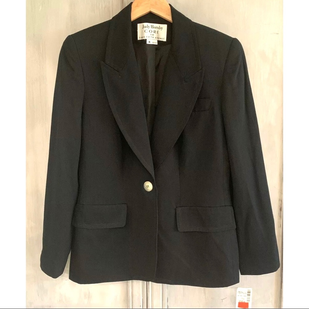 Judy Hornby Saks Fifth Avenue Vintage Petite Black Blazer Jacket Sz 4P